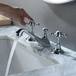 Bathroom Sink Faucet - Widespread Electroplated Widespread Two Handles Three HolesBath Taps
