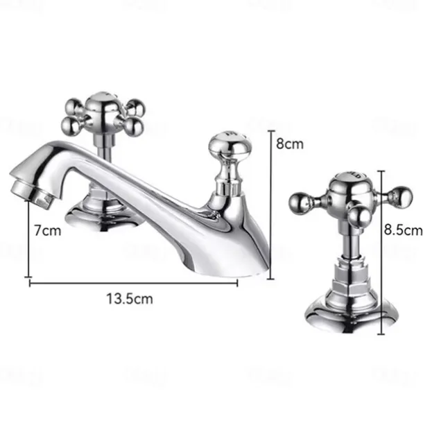 Bathroom Sink Faucet - Widespread Electroplated Widespread Two Handles Three HolesBath Taps