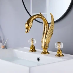Bathroom Sink Faucet - Widespread Electroplated Widespread Two Handles Three HolesBath Taps