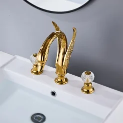 Bathroom Sink Faucet - Widespread Electroplated Widespread Two Handles Three HolesBath Taps