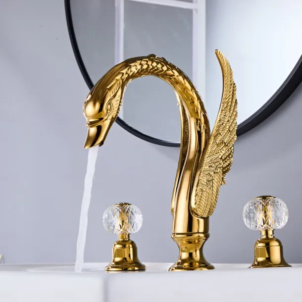 Bathroom Sink Faucet - Widespread Electroplated Widespread Two Handles Three HolesBath Taps