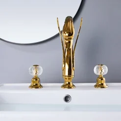 Bathroom Sink Faucet - Widespread Electroplated Widespread Two Handles Three HolesBath Taps