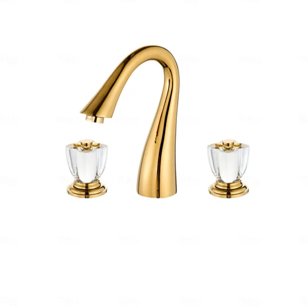 Bathroom Sink Faucet - Widespread Electroplated Centerset Two Handles Three HolesBath Taps