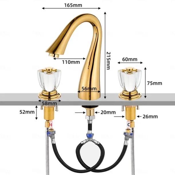 Bathroom Sink Faucet - Widespread Electroplated Centerset Two Handles Three HolesBath Taps