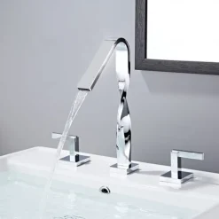 Bathroom Sink Faucet - Widespread Electroplated Widespread Two Handles Three HolesBath Taps