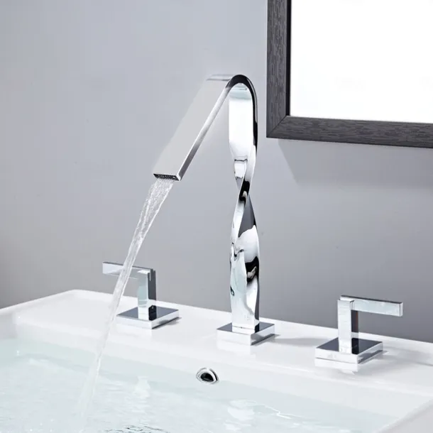 Bathroom Sink Faucet - Widespread Electroplated Widespread Two Handles Three HolesBath Taps