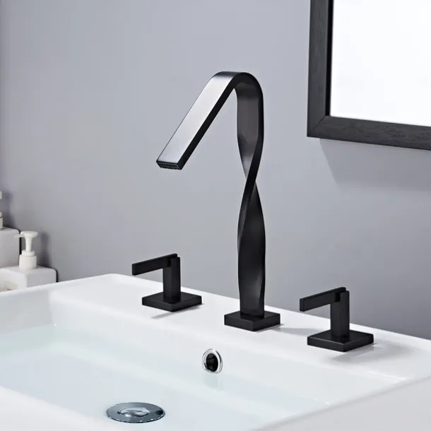 Bathroom Sink Faucet - Widespread Electroplated Widespread Two Handles Three HolesBath Taps