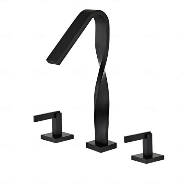 Bathroom Sink Faucet - Widespread Electroplated Widespread Two Handles Three HolesBath Taps