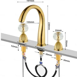 Bathroom Sink Faucet - Widespread Electroplated Widespread Two Handles Three HolesBath Taps