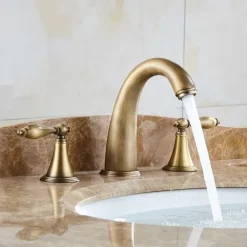Bathroom Sink Faucet - Widespread Electroplated Widespread Two Handles Three Holesbath Taps