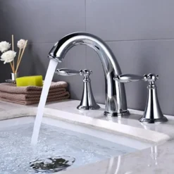 Bathroom Sink Faucet - Widespread Electroplated Widespread Two Handles Three Holesbath Taps