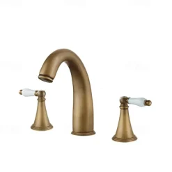 Bathroom Sink Faucet - Widespread Electroplated Widespread Two Handles Three Holesbath Taps