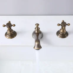 Bathroom Sink Faucet - Widespread Antique Brass Widespread Two Handles Three HolesBath Taps