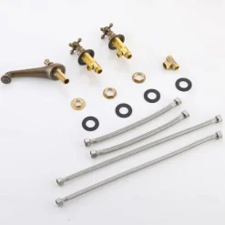 Bathroom Sink Faucet - Widespread Antique Brass Widespread Two Handles Three HolesBath Taps