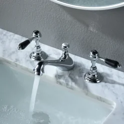 Bathroom Sink Faucet - Widespread Electroplated Widespread Two Handles Three HolesBath Taps