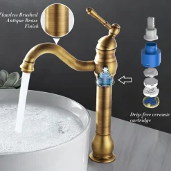 Bathroom Sink Faucet Antique Brass/ORB/Brushed Nickel Rotatable Single Handle One Hole Bath Taps