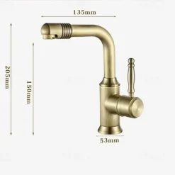 Bathroom Sink Faucet Antique Brass Swivel Spout Single Handle Faucet Retro Faucet Adjustable Water Outlet
