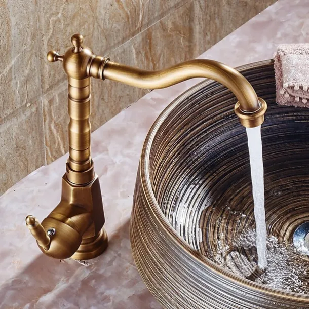 Bathroom Sink Faucet Copper/Centerset Basin Faucet Single Handle One Hole Bath Taps Contain with Cold and Hot Water