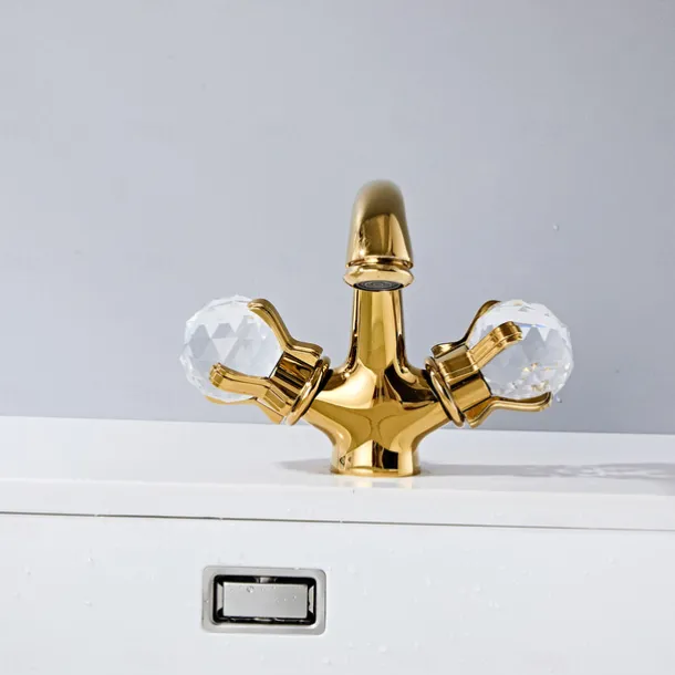 Bathroom Sink Faucet Electroplated Modern Brass Single Handle One Hole Centerset Mount for Sink, Hot and Cold Water Hoses Included