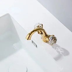 Bathroom Sink Faucet Electroplated Modern Brass Single Handle One Hole Centerset Mount for Sink, Hot and Cold Water Hoses Included