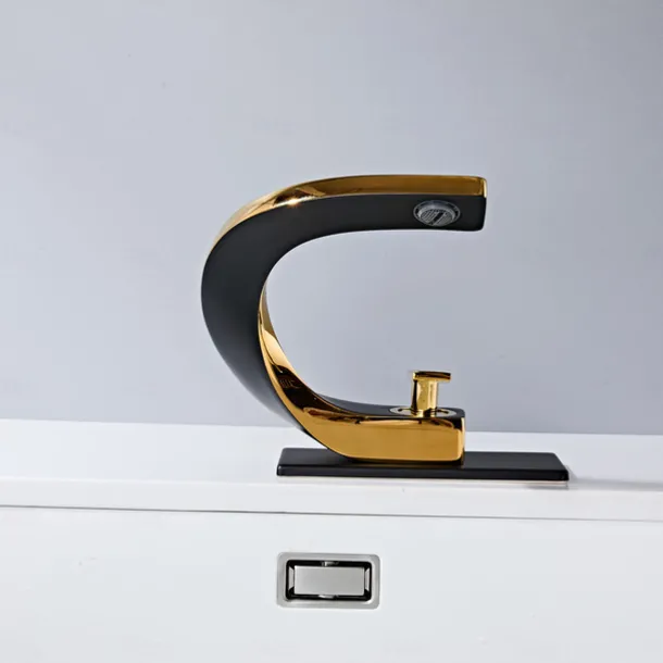 Bathroom Sink Faucet Electroplated Modern Brass Single Handle One Hole Cold And Hot Water Available Centerset Mount Lavatory Bathroom Vanity Faucet