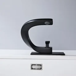 Bathroom Sink Faucet Electroplated Modern Brass Single Handle One Hole Cold And Hot Water Available Centerset Mount Lavatory Bathroom Vanity Faucet