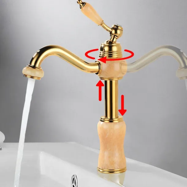 Bathroom Sink Faucet Mixer Basin Tap, Brass Single Handle with Hot and Cold Hose- Rotatable / Classic Electroplated Centerset Single Handle One HoleBath Taps