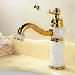 Bathroom Sink Faucet Mixer Basin Tap, Brass Single Handle with Hot and Cold Hose- Rotatable / Classic Electroplated Centerset Single Handle One HoleBath Taps
