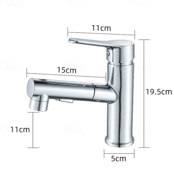 Bathroom Sink Faucet Pull out / Pullout Spray Electroplated / Painted Finishes Centerset Single Handle One HoleBath Taps