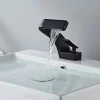 Bathroom Sink Faucet, 7-shaped Bend Waterfall Mixer Basin Taps Single Handle One Hole Vessel Taps with Hot and Cold Water Hose