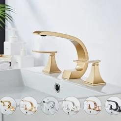Bathroom Sink Faucet Widespread Oil-rubbed Bronze/Nickel Brushed/Electroplated Widespread Two Handles Three HolesBath Taps
