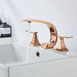 Bathroom Sink Faucet Widespread Oil-rubbed Bronze/Nickel Brushed/Electroplated Widespread Two Handles Three HolesBath Taps