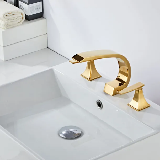 Bathroom Sink Faucet Widespread Oil-rubbed Bronze/Nickel Brushed/Electroplated Widespread Two Handles Three HolesBath Taps