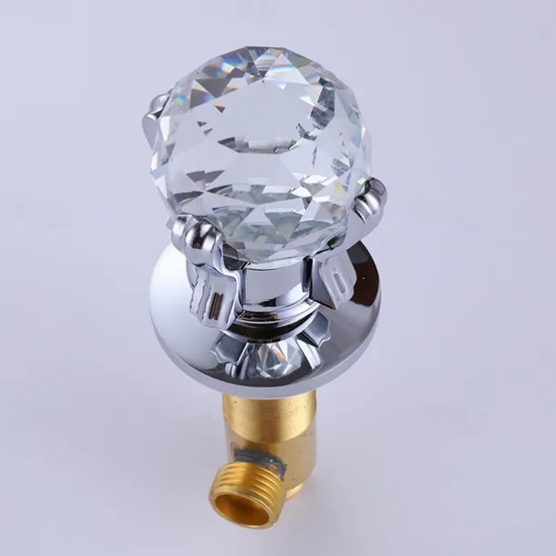 Bathroom Sink Faucet with Two Crystal Knob Handles Waterfall Matte Black/Chrome Deck Mounted Widespread 3 Holes Bathroom Faucets for Bathtub or Sink