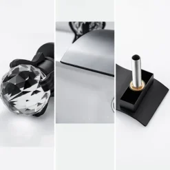 Bathroom Sink Faucet with Two Crystal Knob Handles Waterfall Matte Black/Chrome Deck Mounted Widespread 3 Holes Bathroom Faucets for Bathtub or Sink