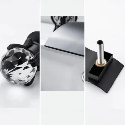 Bathroom Sink Faucet with Two Crystal Knob Handles Waterfall Matte Black/Chrome Deck Mounted Widespread 3 Holes Bathroom Faucets for Bathtub or Sink