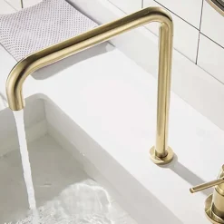 Bathroom Sink Faucet,Black/Chrome/Brushed Gold/Rose Gold Finish Widespread Single Handle Dual Holes Basin Sink Mixer Tap Washroom Faucet with Hot and Cold Switch