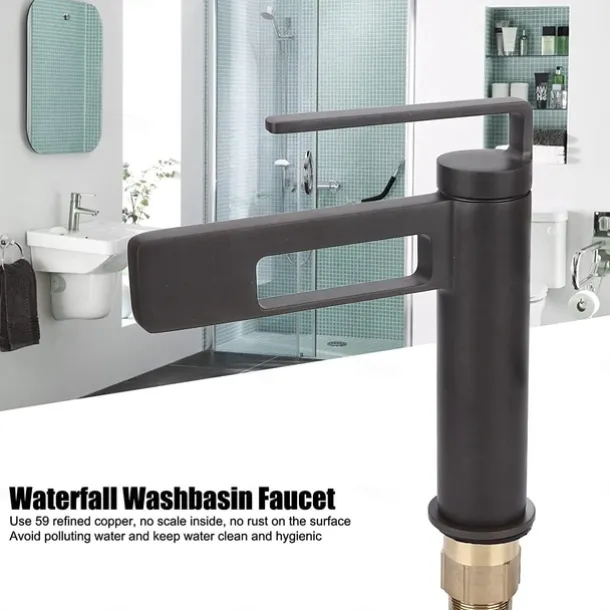 Bathroom Sink Faucet,Black Bathroom Faucet,Brass Single Handle One Hole Gun Shape Bath Taps(Black/Grey/Chrome/Golden)