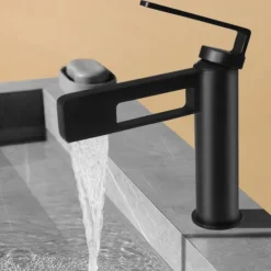 Bathroom Sink Faucet,Black Bathroom Faucet,Brass Single Handle One Hole Gun Shape Bath Taps(Black/Grey/Chrome/Golden)