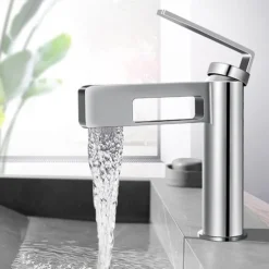 Bathroom Sink Faucet,Black Bathroom Faucet,Brass Single Handle One Hole Gun Shape Bath Taps(Black/Grey/Chrome/Golden)