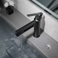 Bathroom Sink Faucet,Black Bathroom Faucet,Brass Single Handle One Hole Gun Shape Bath Taps(Black/Grey/Chrome/Golden)