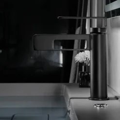 Bathroom Sink Faucet,Black Bathroom Faucet,Brass Single Handle One Hole Gun Shape Bath Taps(Black/Grey/Chrome/Golden)