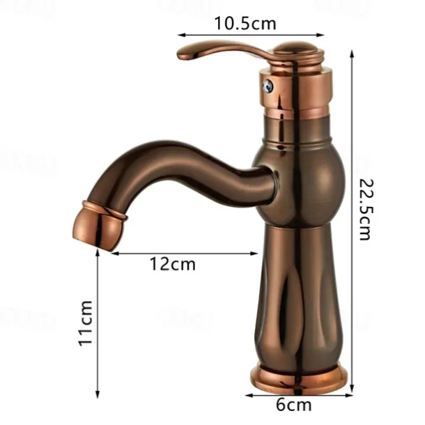 Bathroom Sink Faucet,Brass Contemporary Style Single Handle One Hole Bath Tap with Hot and Cold Switch