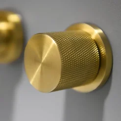 Bathroom Sink Faucet,Brass Wall Mounted Double Handles Nickel Brushed Luxury Design Brushed Gold Finish Widespread Washroom Faucet with Hot and Cold Switch