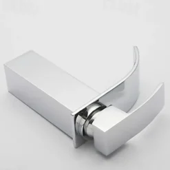 Bathroom Sink Faucet,Brass Single Handle One Hole Silvery Waterfall Concise Style Chrome Centerset Bath Taps