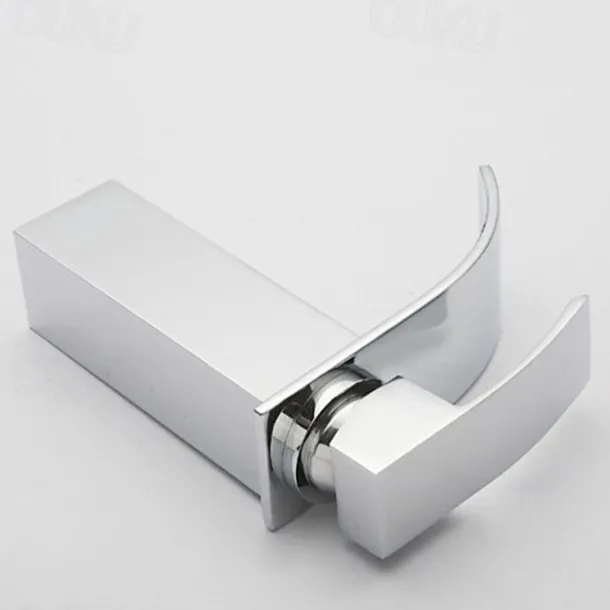 Bathroom Sink Faucet,Brass Single Handle One Hole Silvery Waterfall Concise Style Chrome Centerset Bath Taps