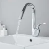 Bathroom Sink Faucet,Brass High Arc Waterfall Brushed and Painted Finishes Single Handle One Hole Bath Taps