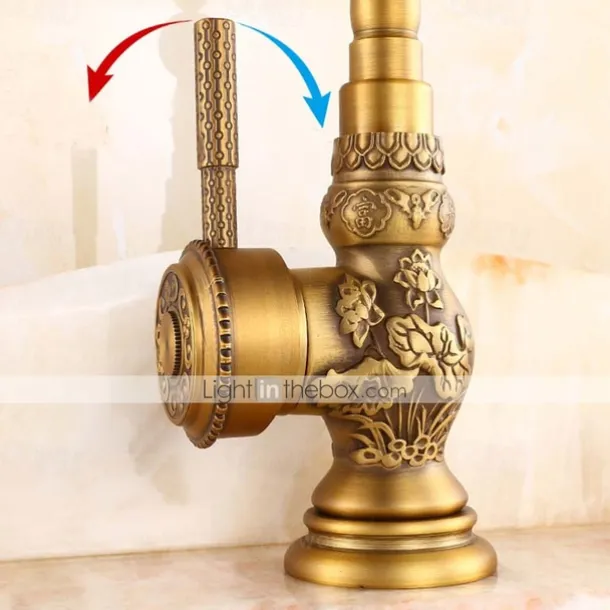 Bathroom Sink Faucet,Brass Single Handle One Hole Standard Spout Brass Finish Bath Taps With Hot and Cold Water