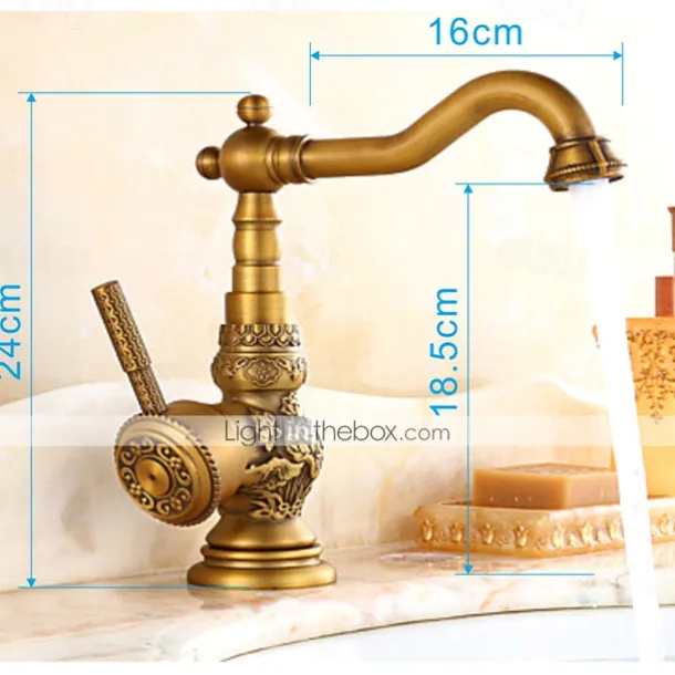 Bathroom Sink Faucet,Brass Single Handle One Hole Standard Spout Brass Finish Bath Taps With Hot and Cold Water