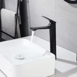 Bathroom Sink Faucet,Brass Stereoscopy Single Handle One Hole Bath Taps with Hot and Cold Switch